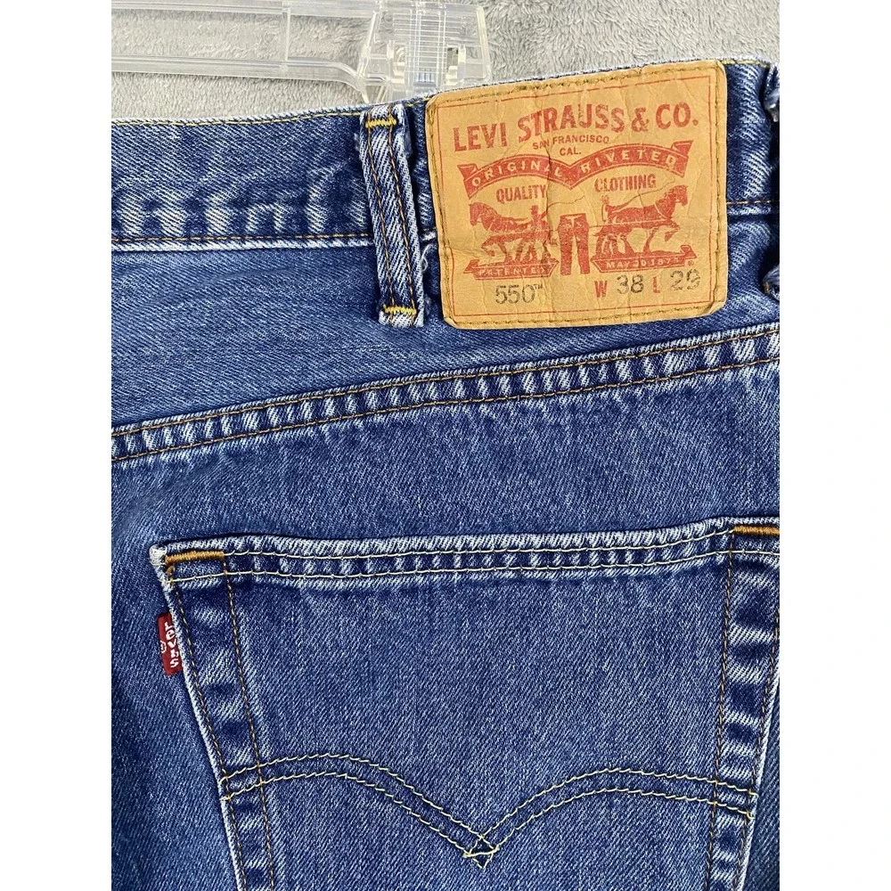 Levis 550 Jeans Mens 38x29‎ Blue Relaxed Fit Tapered Leg Grunge Classic Casual